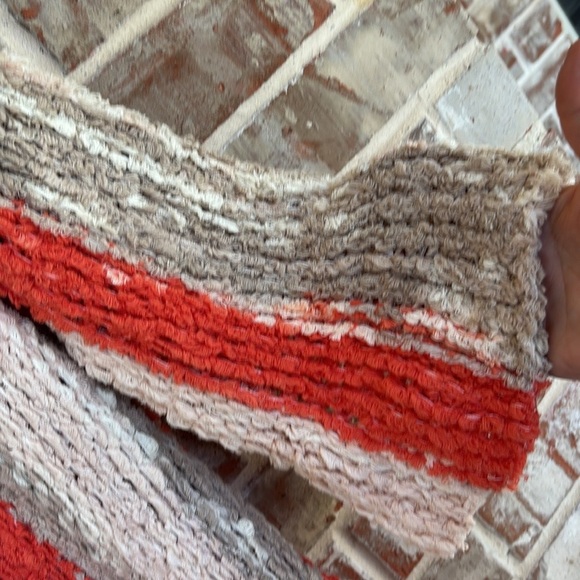 Free People Desert Daze Orange and Cream Chunky Knit Cardigan - Picture 4 of 13